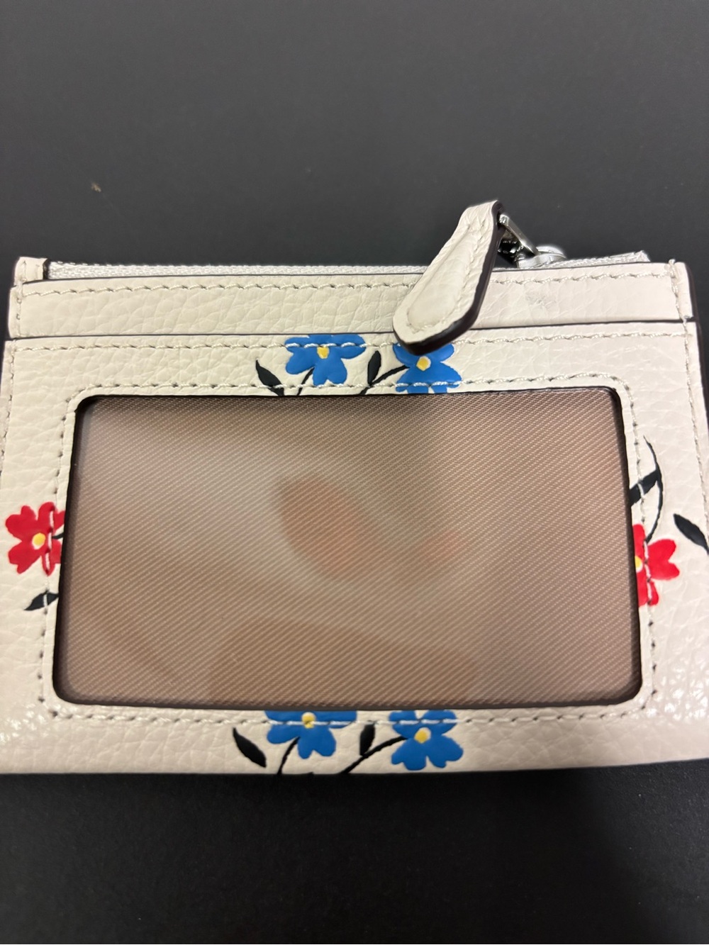 Coach White Floral Leather Card Case with Red & Blue Flowers - Picture 6 of 6